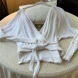 Free People Dolman Sleeve Off White Deep V top Size Small